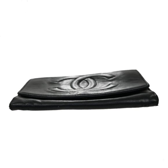 CHANEL CC Logo Bifold Wallet Leather Black GHW France Vintage 01KB335 - Picture 6 of 16